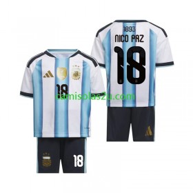 Camisolas de futebol Argentina Nico Paz 18 Criança Equipamento Principal World Cup 2026 Manga Curta
